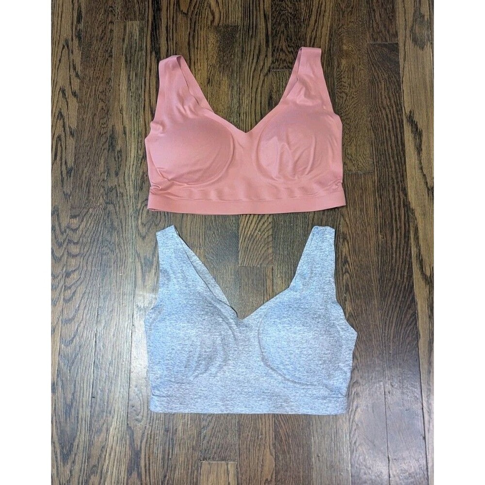 Soma Enbliss Bralette Bras Size L Lot Of 2 Mauve Pink Gray Wireless Soft EUC